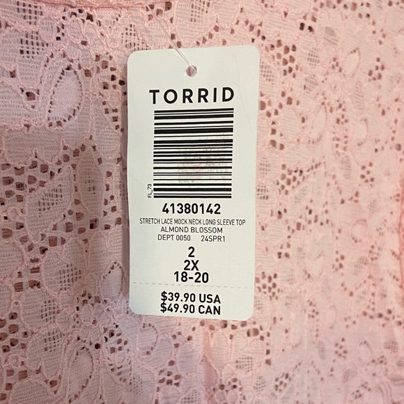 🫟5 for $25🫟 Torrid Pink Lace Long Sleeve Top - Picture 2 of 8